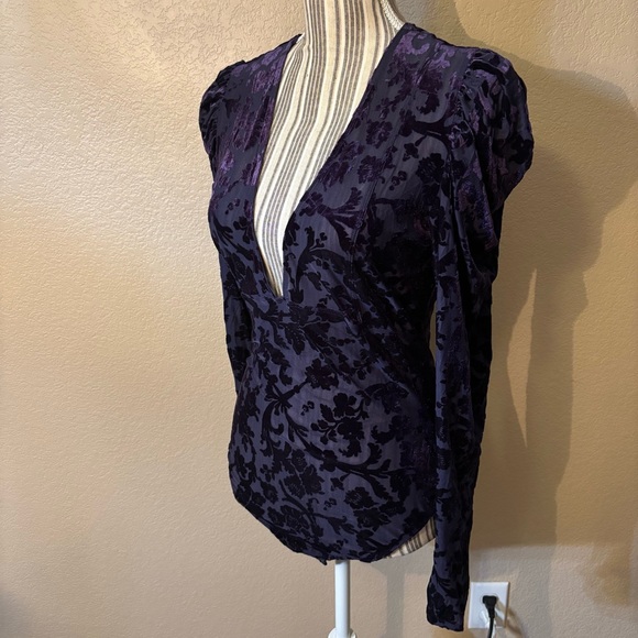 Final Sale! NWT Free People Bodysuit Lg Deep Purple Floral Deep Sea Magic Hour - Picture 10 of 16